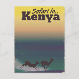 Safari in Kenia vakantieposter Briefkaart