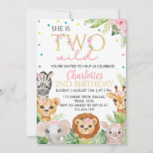 Safari Invitation Anniversaire Deux Animaux Sauvag (Devant)