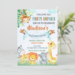 Safari invitation anniversaire Deux invitation sau