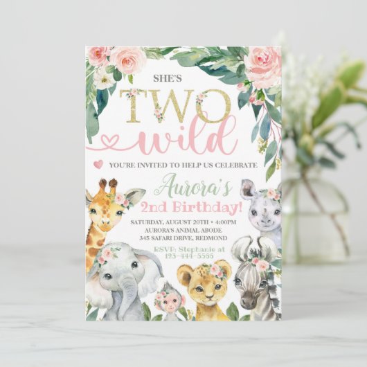Safari Invitation Anniversaire Deux Invitation Sau (Debout devant)