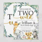 Safari Invitation Anniversaire Deux Invitation Sau (Devant / Derrière)