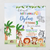 Safari invitation anniversaire Jungle garçons anim (Devant / Derrière)