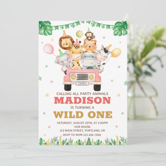 Safari invitation anniversaire Wild une invitation (Debout devant)