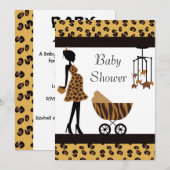 Safari Invitation Baby shower afro-américaine (Devant / Derrière)