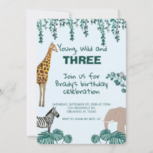 Safari Jungle Animal troisième invitation annivers