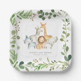 Safari Jungle Animals Baby Shower Paper Plates Papieren Bordje