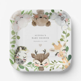 Safari Jungle Animals Baby Shower Paper Plates Papieren Bordje