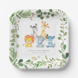 Safari Jungle Animals Baby Shower Paper Plates Papieren Bordje