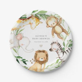 Safari Jungle Animals Baby Shower Paper Plates Papieren Bordje