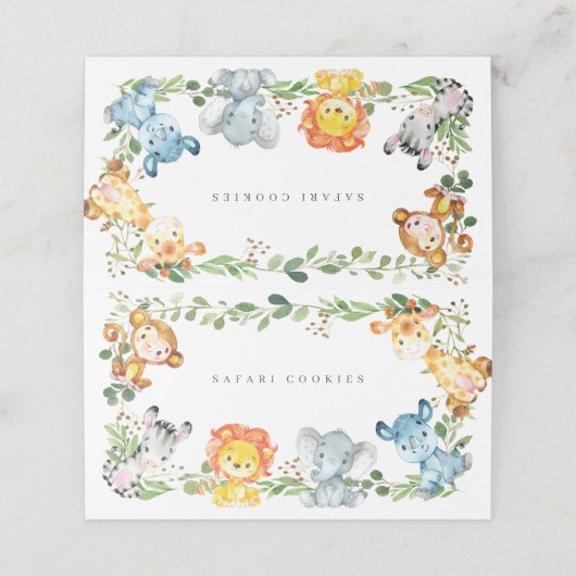 Safari Jungle Animals Buffet Food Labels (Buitenkant ongevouwen)