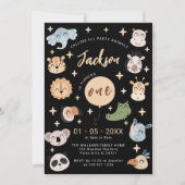 Safari Jungle animaux 1er anniversaire invitation (Devant)
