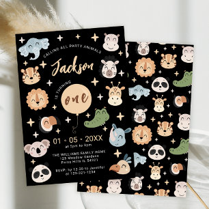 Safari Jungle animaux 1er anniversaire invitation 