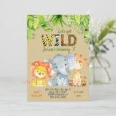 Safari Jungle animaux 3ème anniversaire invitation (Debout devant)