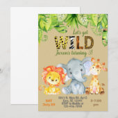 Safari Jungle animaux 3ème anniversaire invitation (Devant / Derrière)