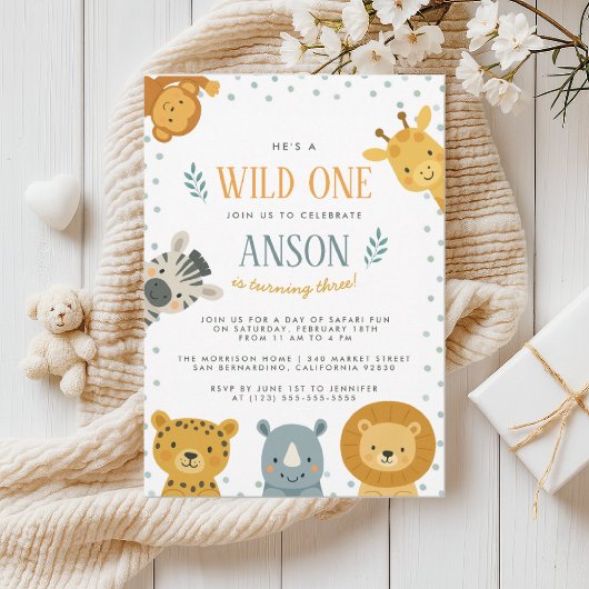 Safari Jungle Animaux Anniversaire Invitation
