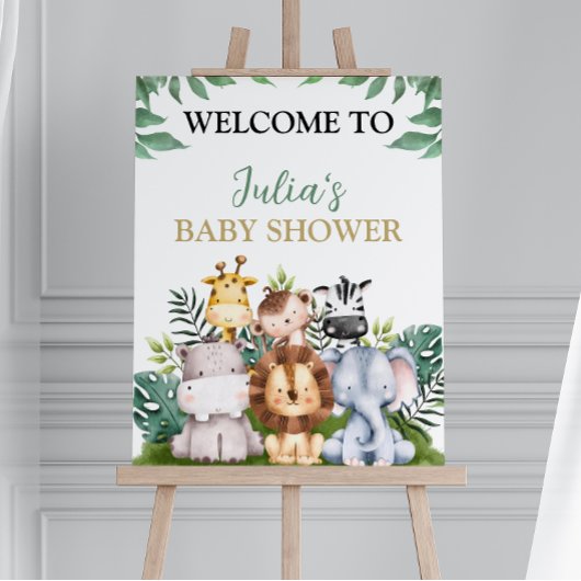 Safari Jungle Animaux Baby shower Affiche de bienv