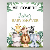 Safari Jungle Animaux Baby shower Affiche de bienv (Devant)