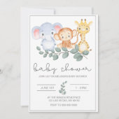 Safari Jungle Animaux Baby shower Invitation (Devant)