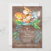 Safari Jungle Animaux Baby shower Invitation (Devant)