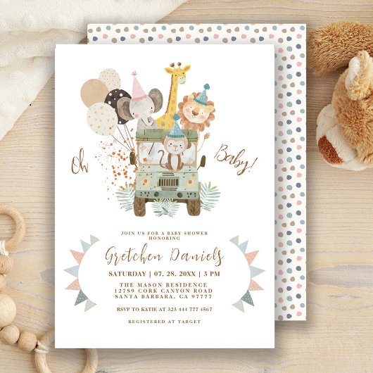 Safari Jungle Animaux Boho Baby shower Invitation