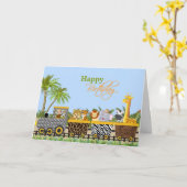 Safari Jungle Animaux en train Carte de voeux (Fleur jaune)