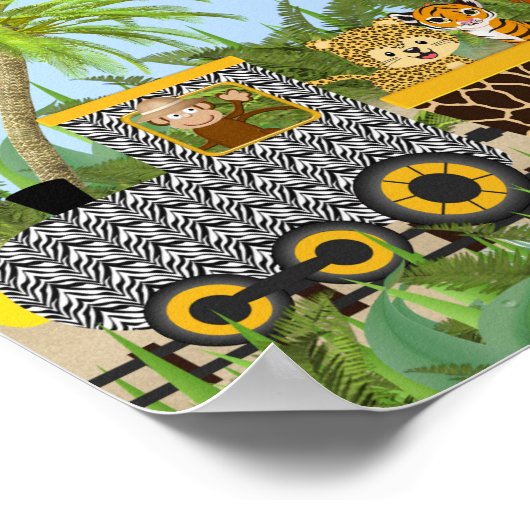 Safari Jungle Animaux en train Poster d'anniversai (Coin)