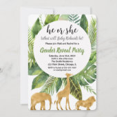 Safari jungle animaux genre révéler invitation (Devant)