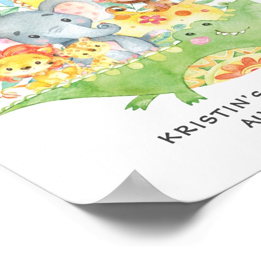 Safari Jungle Animaux Welcome Poster Baby shower (Coin)