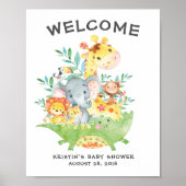 Safari Jungle Animaux Welcome Poster Baby shower (Devant)