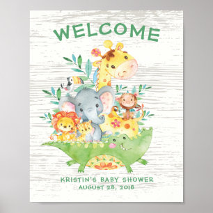 Safari Jungle Animaux Welcome Poster Baby shower