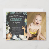 Safari Jungle Anniversaire Invitation avec photo (Devant)