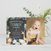 Safari Jungle Anniversaire Invitation avec photo (Debout devant)