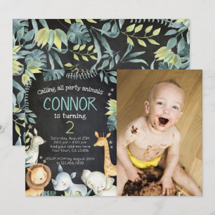 Safari Jungle Anniversaire Invitation avec photo