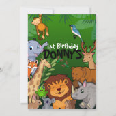 Safari Jungle Anniversaire Invitation Cute Animaux (Dos)