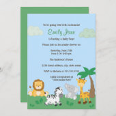 Safari Jungle Baby Boy Shower Invitation (Devant / Derrière)