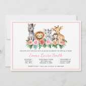 Safari Jungle Baby Girl Douche Invitation (Devant)