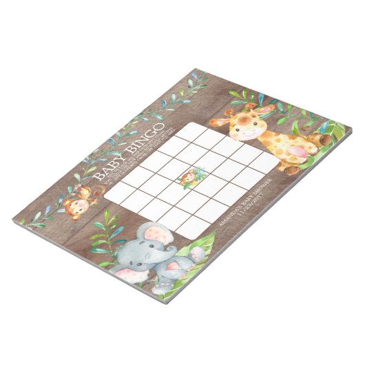 Safari Jungle Baby shower Bingo Jeu Bloc-notes (Incliné)