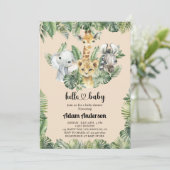 Safari Jungle Baby shower Invitation - animal mign (Debout devant)