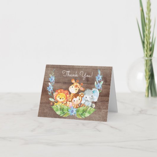 Safari Jungle Baby shower Merci Note (Devant)