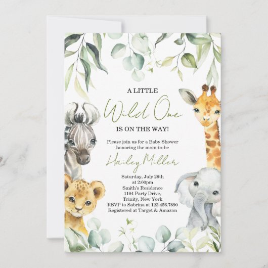 Safari Jungle Baby Shower Uitnodiging (Voorkant)