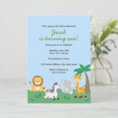 Safari Jungle Boy 1er Anniversaire Fête Invitation (Debout devant)
