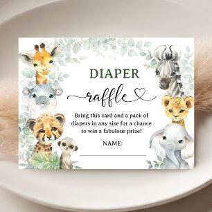 Safari Jungle Dieren Baby Shower Luier Raffle Informatiekaartje