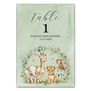 Safari Jungle Dieren Baby Shower Tafel Kaart