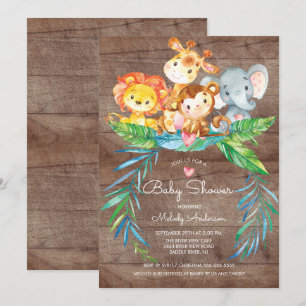 Safari Jungle Dieren Baby Shower Uitnodiging