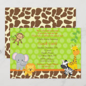 Safari Jungle Dieren Baby Shower Uitnodigingen (Voorkant / Achterkant)