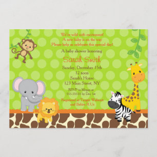 Safari Jungle Dieren Baby Shower Uitnodigingen