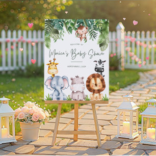 Safari Jungle Dieren Baby Shower Welkom Bord Poster