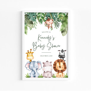 Safari Jungle Dieren Baby Shower Welkom Bord Poster