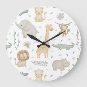 Safari Jungle Dieren Kinderkamer Klok