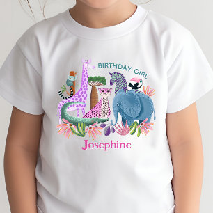 Safari jungle dieren meisje verjaardag t-shirt